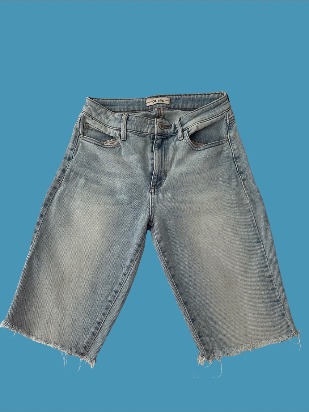 GUESS Faded Light Blue Denim Bermuda Shorts